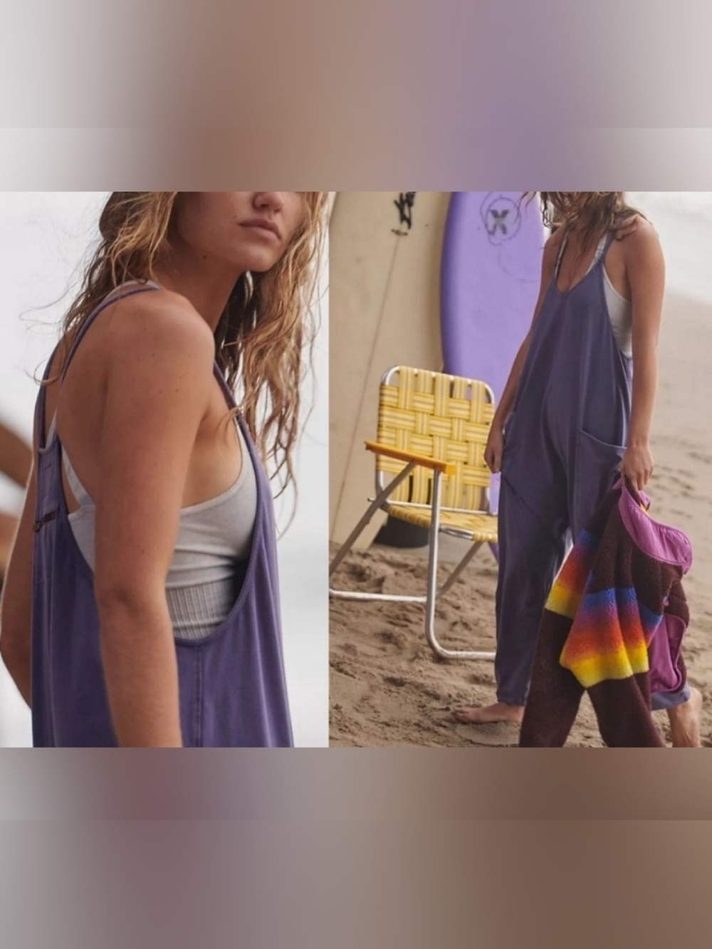 NWOT Free People FP Movement Hot Shot Onesie - night watch washed purple - XS, M